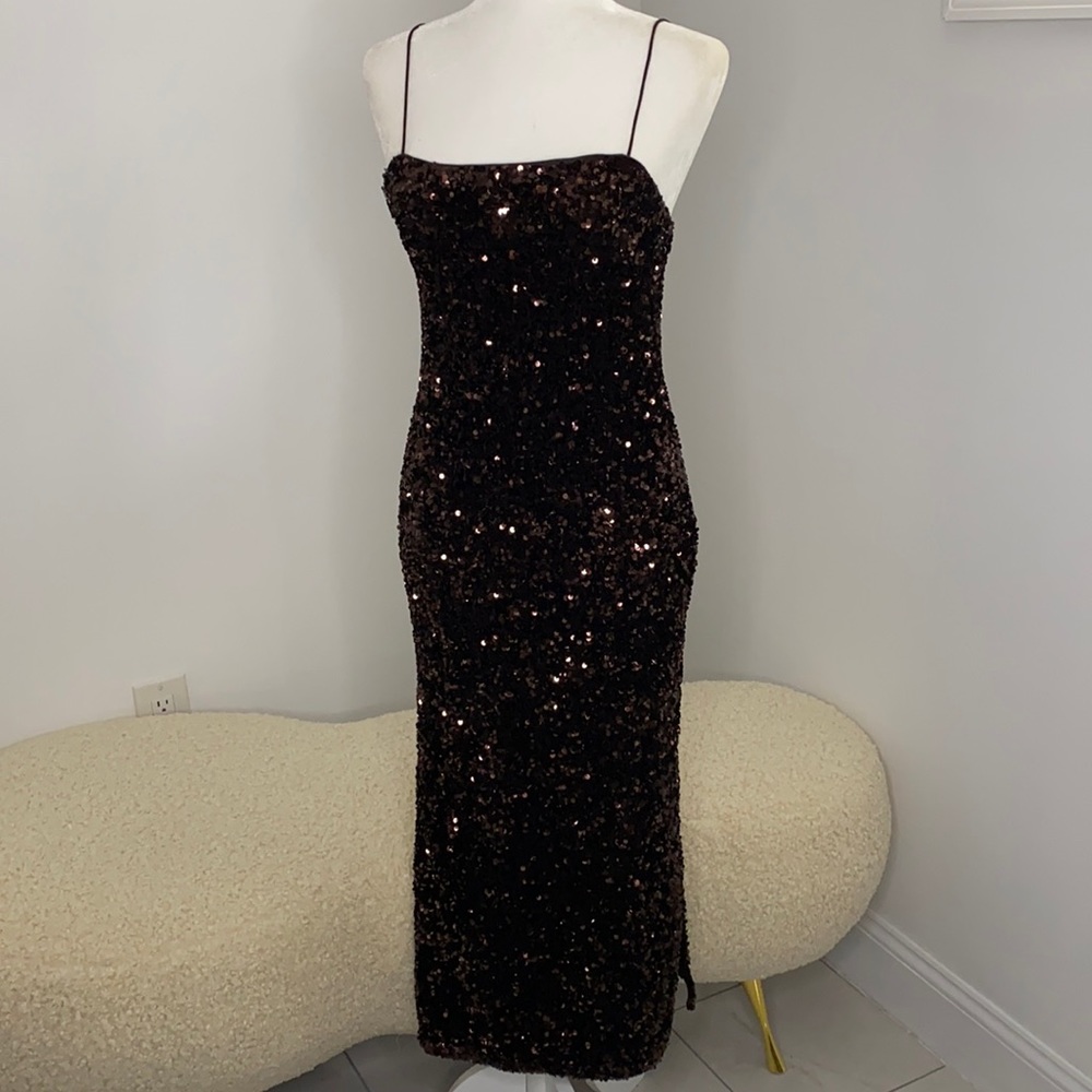 H&M Black Sequin Midi Dress